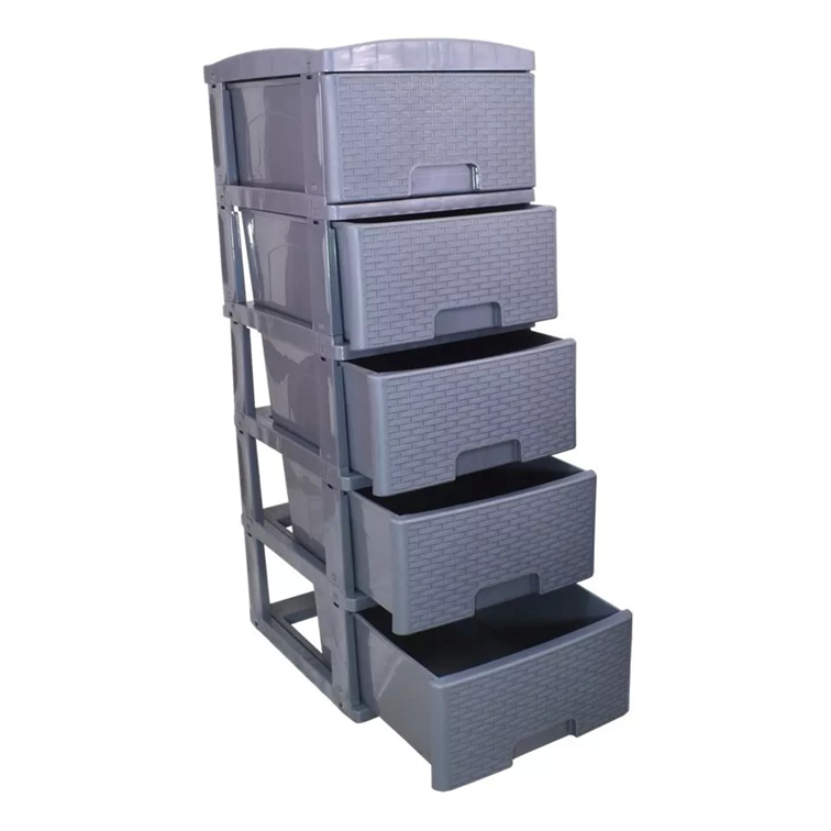 Practimueble Apariencia Rattan 5 Gavetas Colplast Color Gris