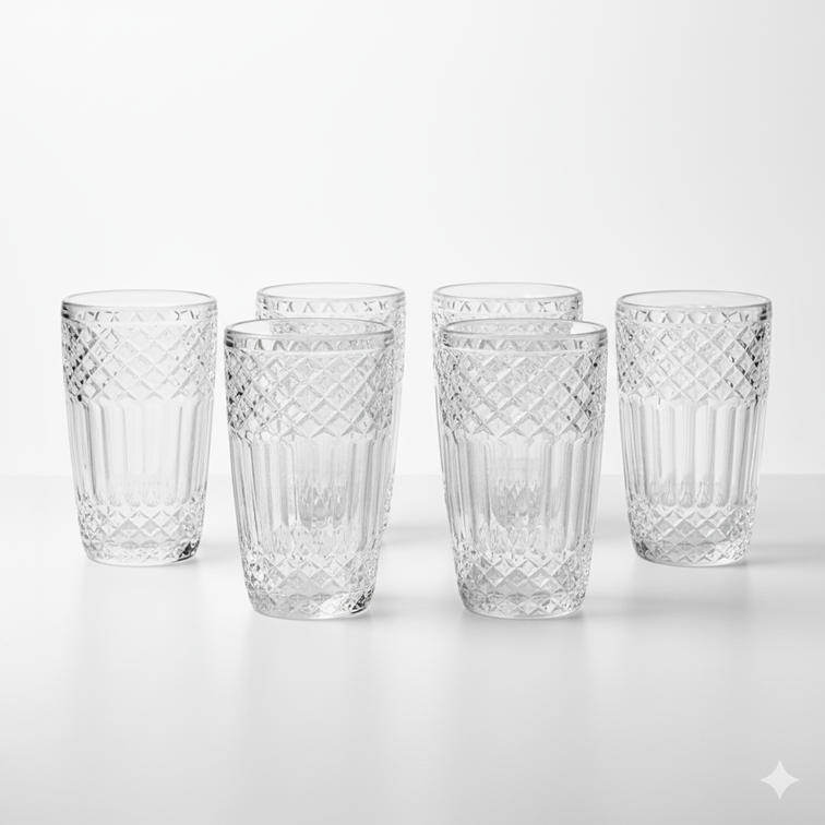 Set X6 Unidades Vasos de Vidrio Vintage Alumar OCT-K80047L