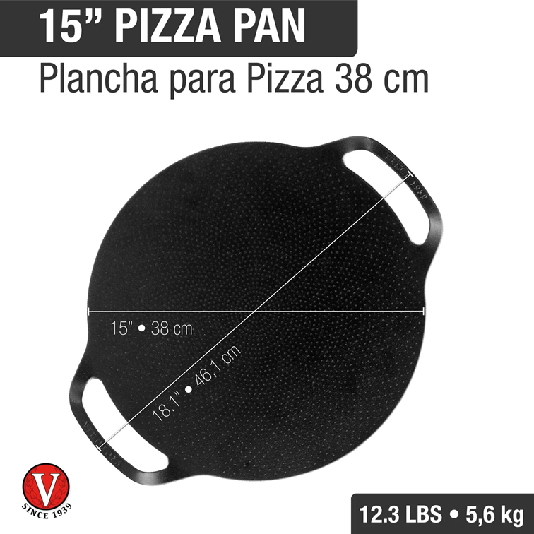 Plancha de Hierro Fundido Victoria Para Pizza Doble Asa 38 Cm