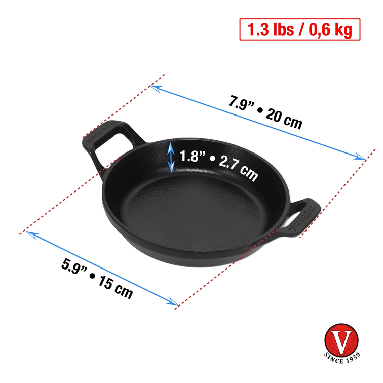 Mini Cazuela de Hierro Fundido Victoria Con tapa de Vidrio 14 Cm
