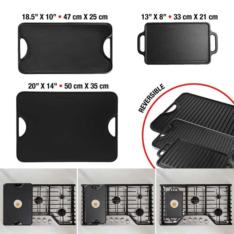 Plancha Reversible para Asar de Hierro Fundido Victoria 47 X 25 Cm
