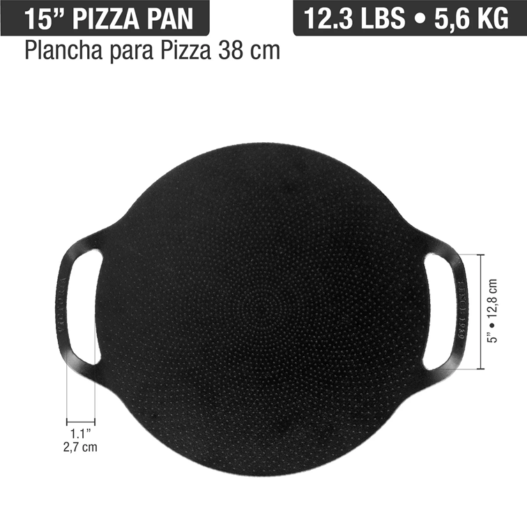 Plancha de Hierro Fundido Victoria Para Pizza Doble Asa 38 Cm