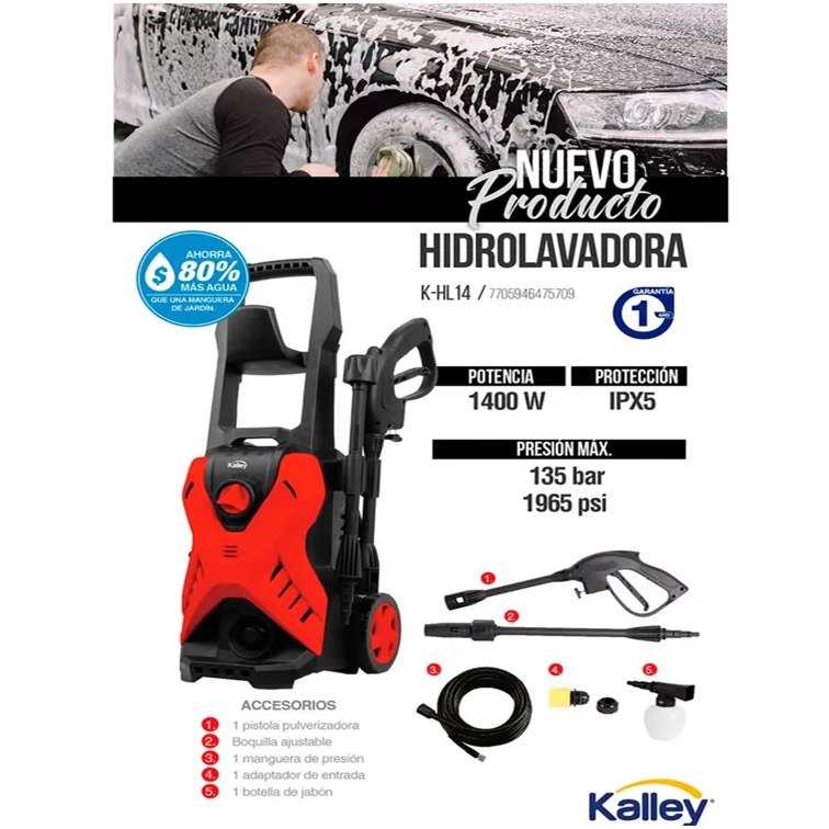 Hidrolavadora Eléctrica Kalley Rojo K-HL14