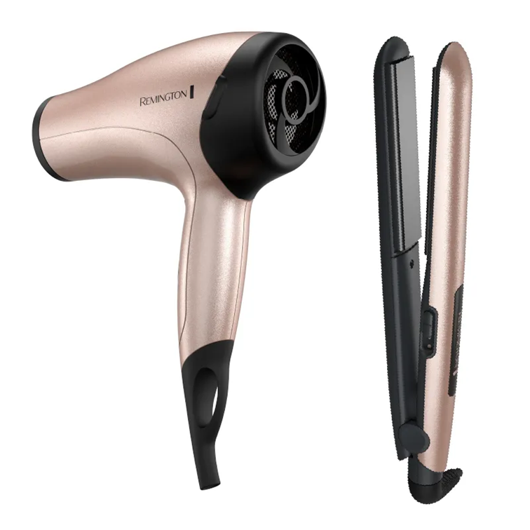Combo Plancha de Cabello Remington + Secador Rose Gold D3015-S1520