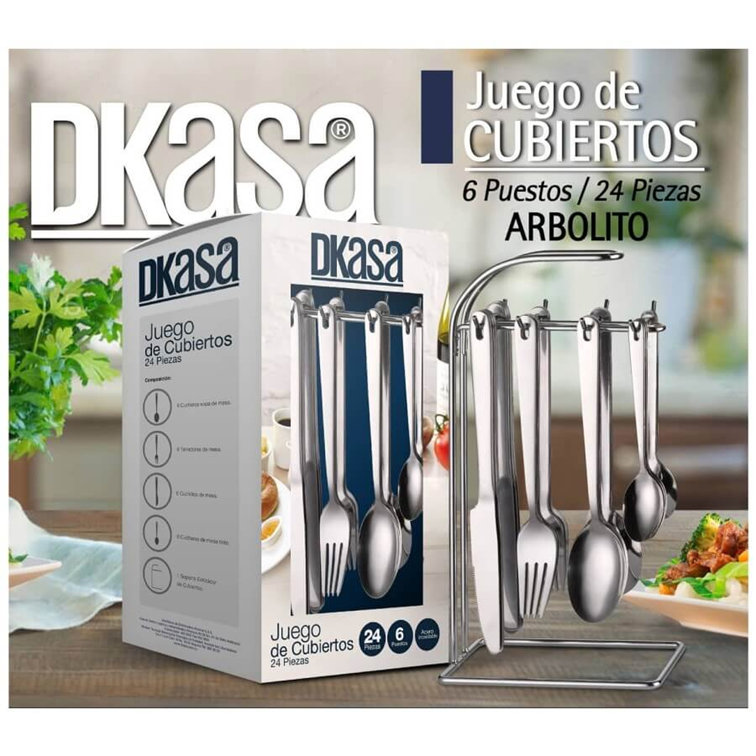 Juego de Cubiertos Dkasa Con Soporte 24 Piezas en Acero Inoxidable