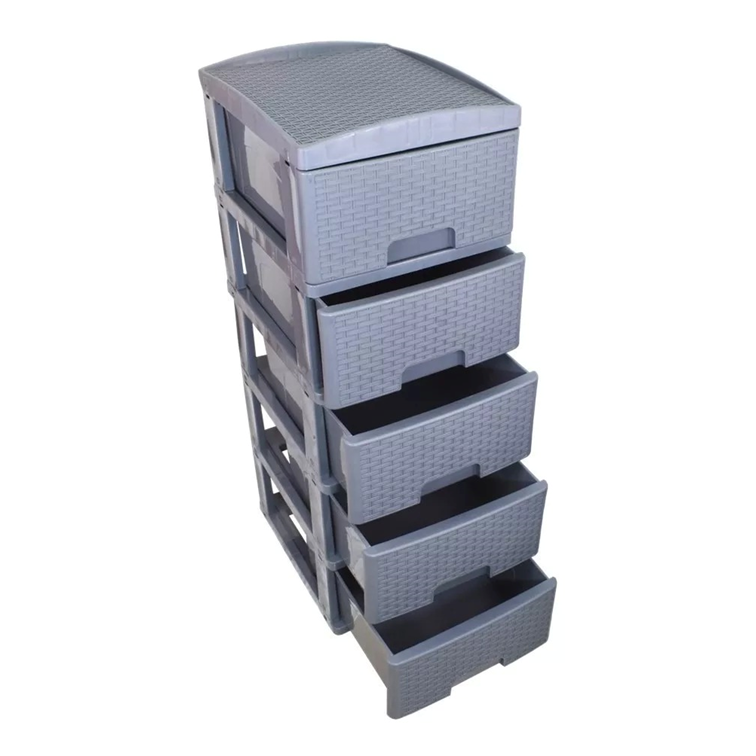 Practimueble Apariencia Rattan 5 Gavetas Colplast Color Gris