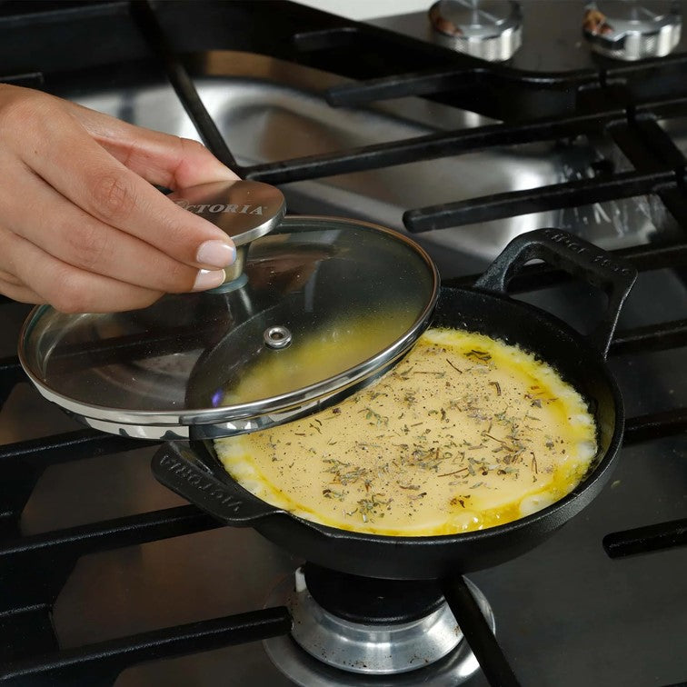 Mini Cazuela de Hierro Fundido Victoria Con tapa de Vidrio 14 Cm