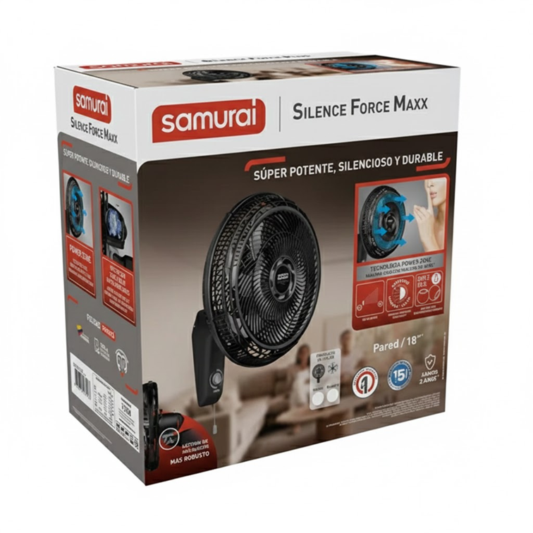 Ventilador Samurai Silence Force Maxx de Pared Negro 5861036468