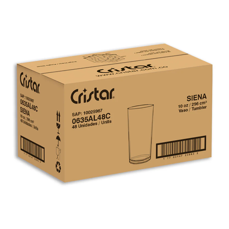 Vaso Siena Bebidas x1 Caja de 48 Unidades Cristar 0635AL48C