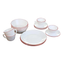 Vajilla de Vitrocerámica 4 Puestos 16 Piezas Decorada Borde Rojo HEVV-1604