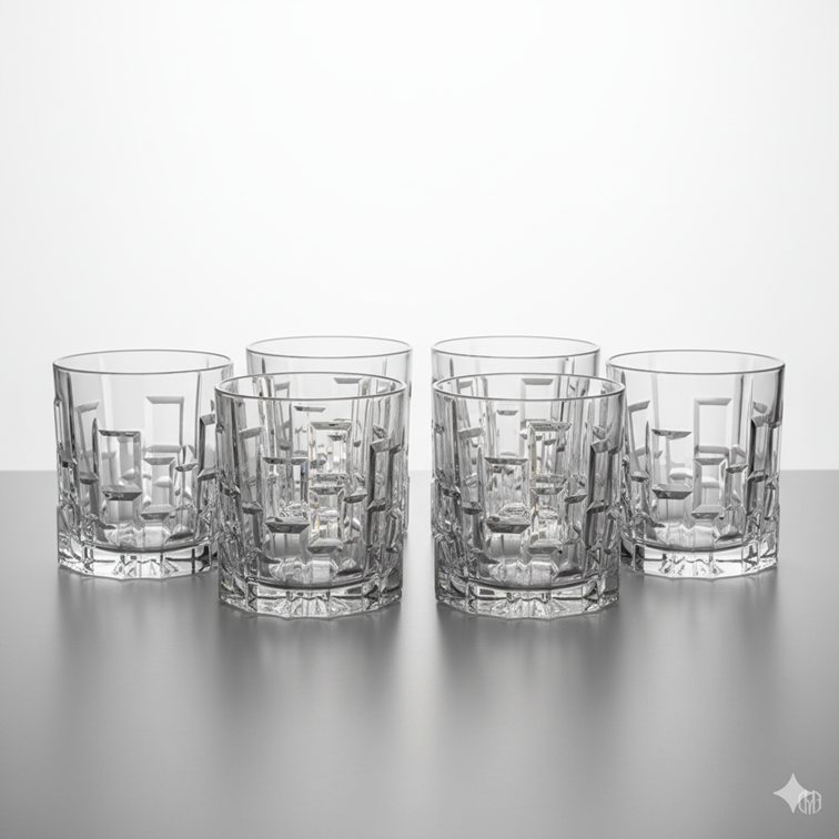 Set X6 Piezas Vasos Cortos Línea Etna de Cristalería Italiana 27438020006