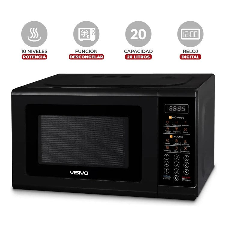 Horno Microondas Visivo de 20 Litros Negro VMO-D07BL2