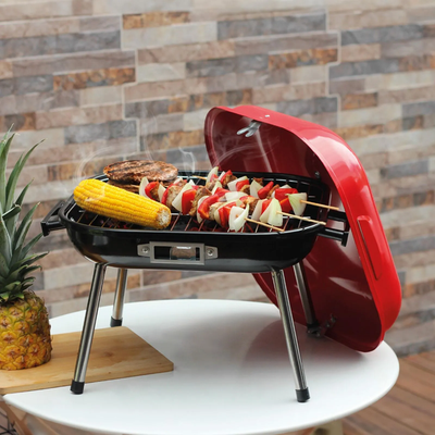 Asador a Carbon de Mesa BBQ Home Elements Rojo HEBBQ9014R