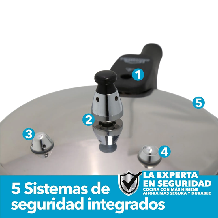 Olla a Presión Home Elements de 7 Litros Con Tapa en Acero Inoxidable HEPC7LLSS