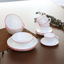 Vajilla de Vitrocerámica 4 Puestos 16 Piezas Decorada Borde Rojo HEVV-1604
