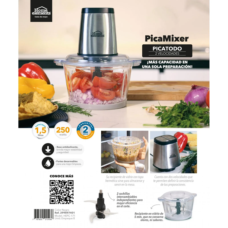 Pica Mixer Procesador Home Elements de 1.5 Litros HEPC-171