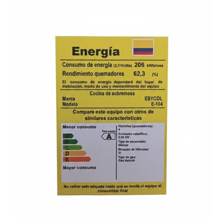 Estufa de Sobremesa En Acero Inoxidable Esycol de 4 Puestos E-104
