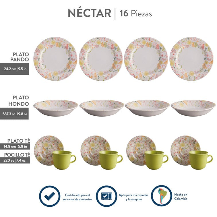 Vajilla Corona Néctar 4 Puestos 16 Piezas VL169I040116