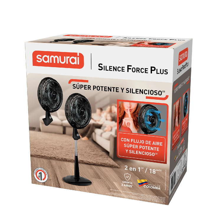 Ventilador Samurai Silence Force Plus 2 en 1 Negro
