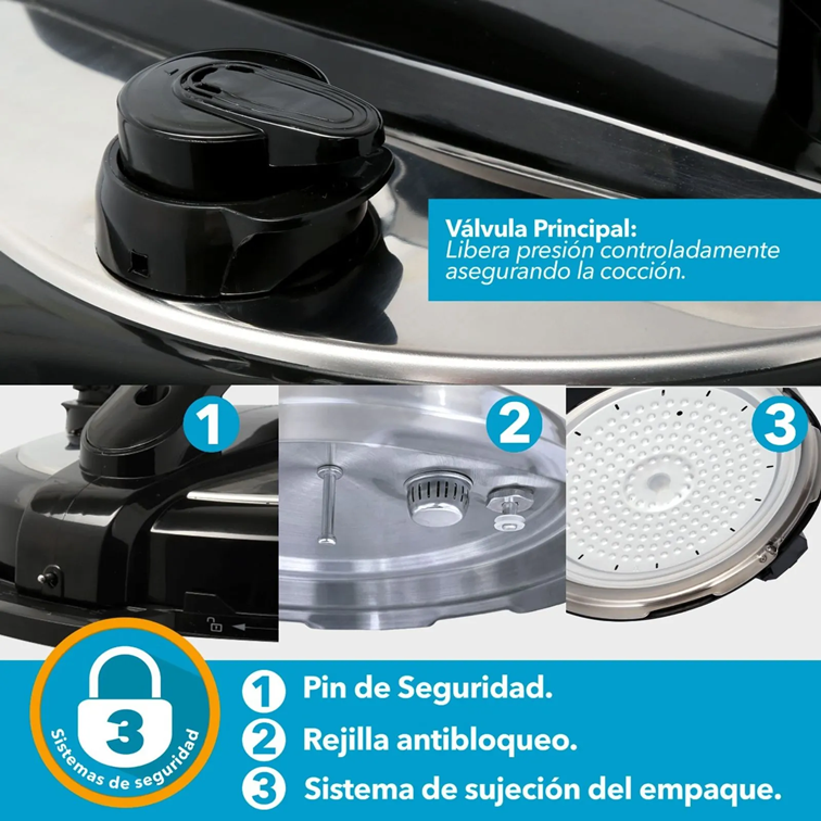 Olla a Presión Home Elements de 4,2 Litros Con Tapa en Acero Inoxidable HEPC42LLSS