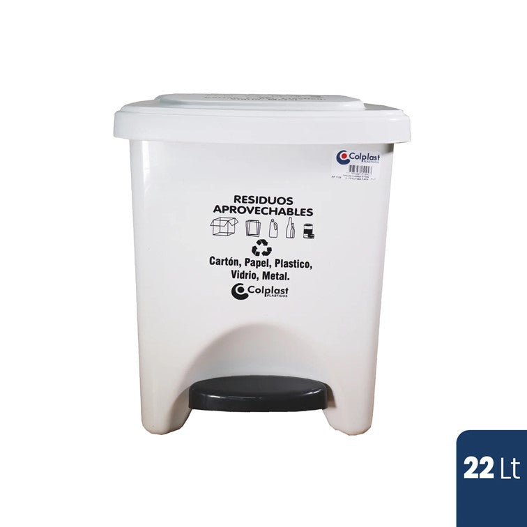 Papelera de Pedal Cuadrada de 22 Litros Colplast