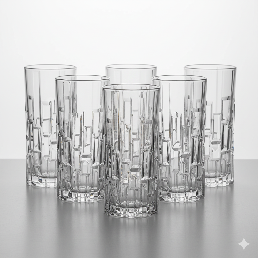 Set X6 Piezas Vasos Altos Línea Etna de Cristalería Italiana 27438020006