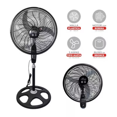 Ventilador Altezza Basic 2-1 18 pulgadas Negro ASF-B18X1